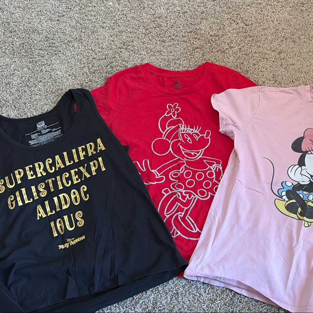 Disney Graphic Tank Top and short sleeve shirts - Black, Red, Pink- Adult Medium